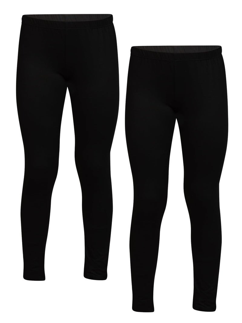 Popular Girl's Solid and Print Active Leggings - 2 Pack - Solid Black - Medium - Image 1
